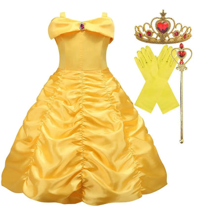 Fantasias de Aniversário para Meninas Vestido Infantil da Bela A Bela e a Fera Fantasia de Princesa Vestido de Bebê para o Natal e Halloween