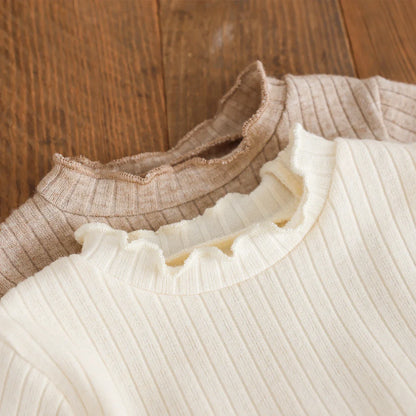 Autumn and Winter Fashion Toddler Girls Long Sleeve Mesh dress Pit Strip Ear Edge Bow Mesh Autumn and Winter dress Princess Gift
