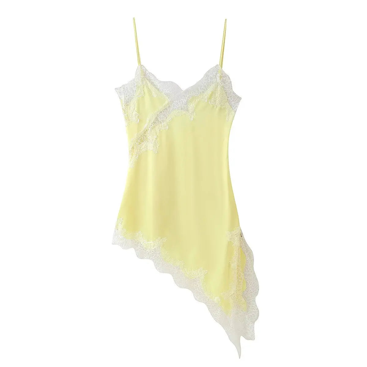 Lady Elegant Lace Halter Y2K Dress Satin Asymmetrical Mini Dress 2025 Summer Fall High Street Party Hot-Sexy Women Dress