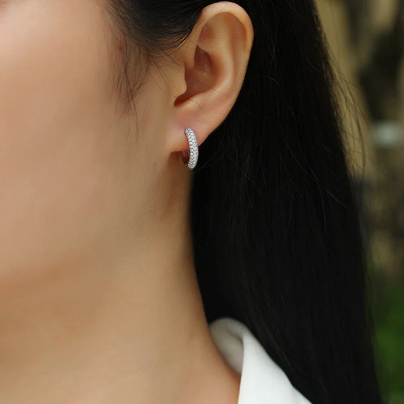D color moissanite stud earrings 925 silver 18K gold plated hoop earrings, women's wedding party jewelry with gift box