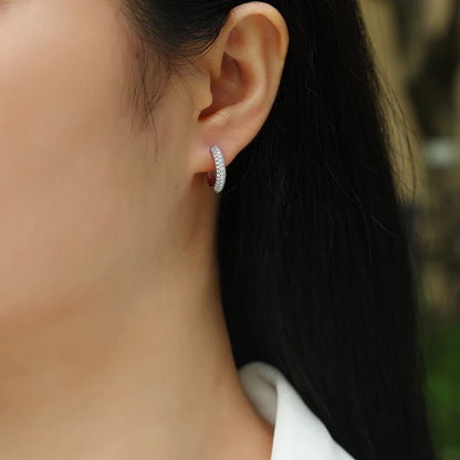 D color moissanite stud earrings 925 silver 18K gold plated hoop earrings, women's wedding party jewelry with gift box