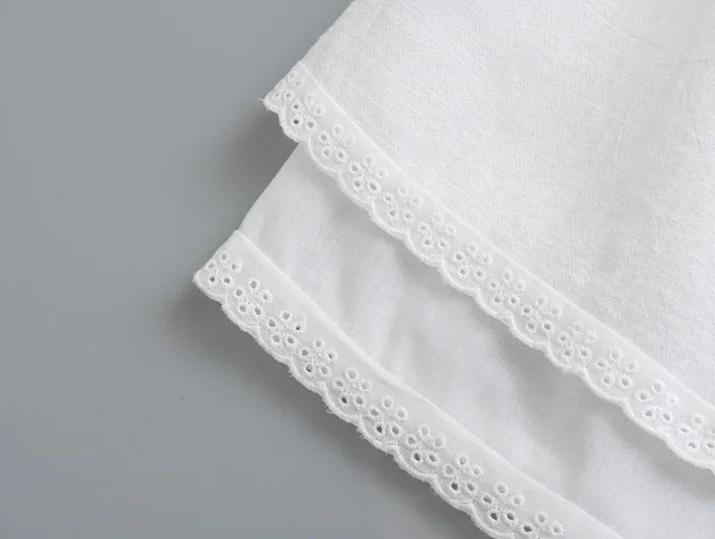 White Spliced Embroidery Lace Bra Corset style Mini Dress Women Backless Party Skater Short Sling Robe Holiday