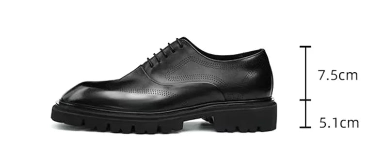 5cm heels High Quality Thick Sole Height-increasing Shoes Man Square Toe Lace-up Oxford Shoes Cowhide Leather Men Dress Shoes