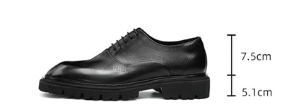 5cm heels High Quality Thick Sole Height-increasing Shoes Man Square Toe Lace-up Oxford Shoes Cowhide Leather Men Dress Shoes