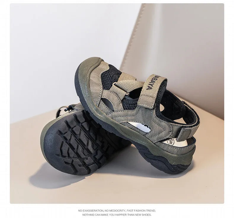 2026 Summer New Breathable Children Sandals Closed Heel Mesh Casual Sports Shoes Cool Boys Sandals For Outdoor Leisure