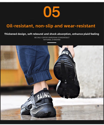 New Men's Summer Safety Work Shoes - Lightweight Soft Breathable Steel Toe Anti-Smash Anti-Puncture Footwear