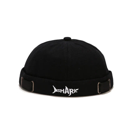 Embroidery Docker Cap Without Visor Shark Letter Brimless Caps Beanies Dome Adjustable Skullcap Solid Color Fashion Hat