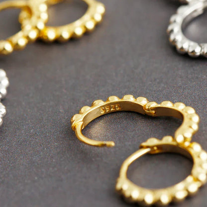 925 Sterling Silver Simple Fashion Glossy Beads Gold Huggies Hoop Earrings for Women Gothic Piercing Jewelry Accessories