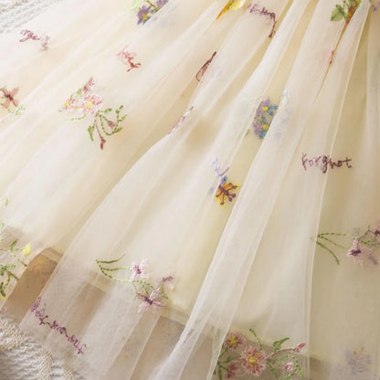 Outdoor Summer Cute Princess Dress Toddler Baby Girls Embroidery Flower Suspender Mesh Dresses Birthday Party Princess Dresses