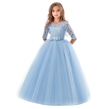 Teenager Girls White Bridesmaid Dresses Wedding Birthday Party Ball Gown Flower Girls First Communion Costume 3 to 14 Years