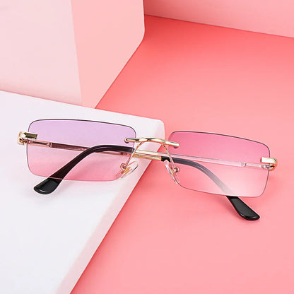 1Pc Women Vintage Sunglasses Luxury Design Rectangle Rimless Sun Glasses Retro UV400 Gradient Glasses Fashion Unisex Eyeglasses