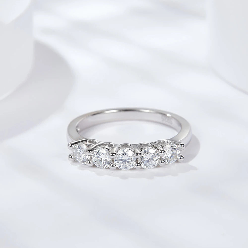 D Color 4mm Moissanite Diamond Rings for Women Classic Match Wedding Eternity Band with GRA s925 Sterling Silver Ring