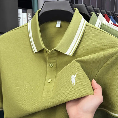 100% pure cotton short sleeve polo shirt high-end brand Paul Pony embroidered stripe summer luxurious breathable men's T-shirt