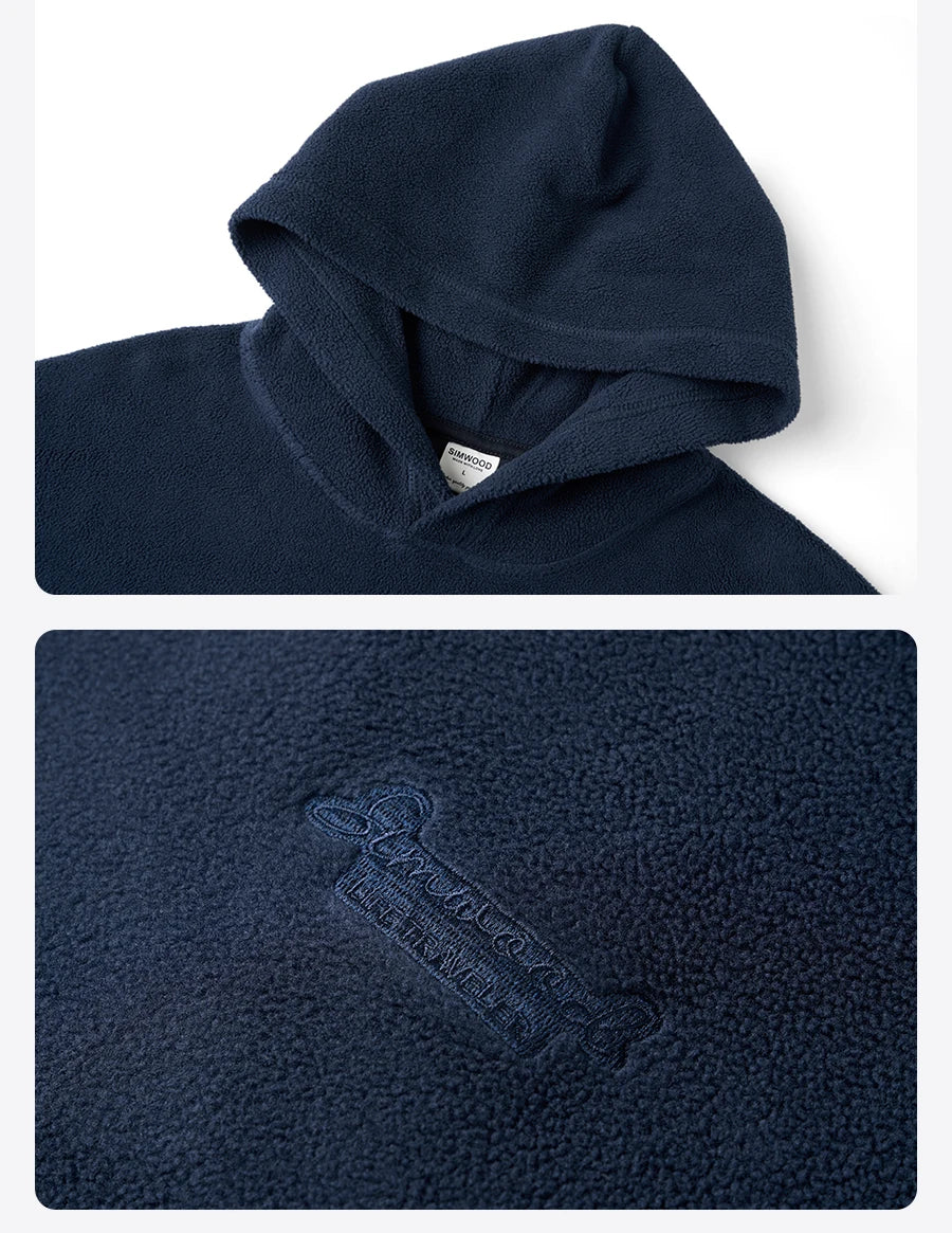 Autumn Winter New Oversize Comfortable Polar Fleece Hoodies Men Warm Logo Embroidery High Quality Sweatshirts