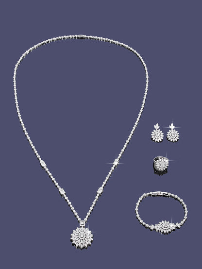 Sweater Long Necklace Earring Jewelry Sets For Women Wedding Party Zircon CZ African Dubai Bridal Jewelry 2024