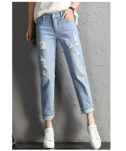 Women's Spring New High-waisted Loose Cropped Pants