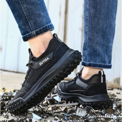 mens fashion breathable steel toe cap working shoes summer worker safety sneakers brand designer security boots protect footwear