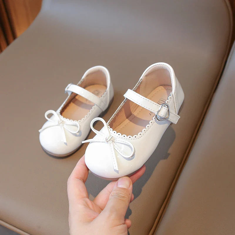 Summer Girl's Princess Shoes Bowknot Round Toe Hook-loop Shallow Cute Daily Kid's Flat Shoe Solid Colors Anti-slip Children Shoe