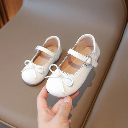 Summer Girl's Princess Shoes Bowknot Round Toe Hook-loop Shallow Cute Daily Kid's Flat Shoe Solid Colors Anti-slip Children Shoe