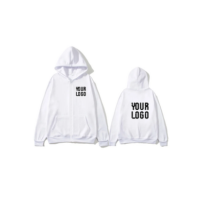 Solid color zipper hoodie | Customizable text pattern jacket | unisex, team customization