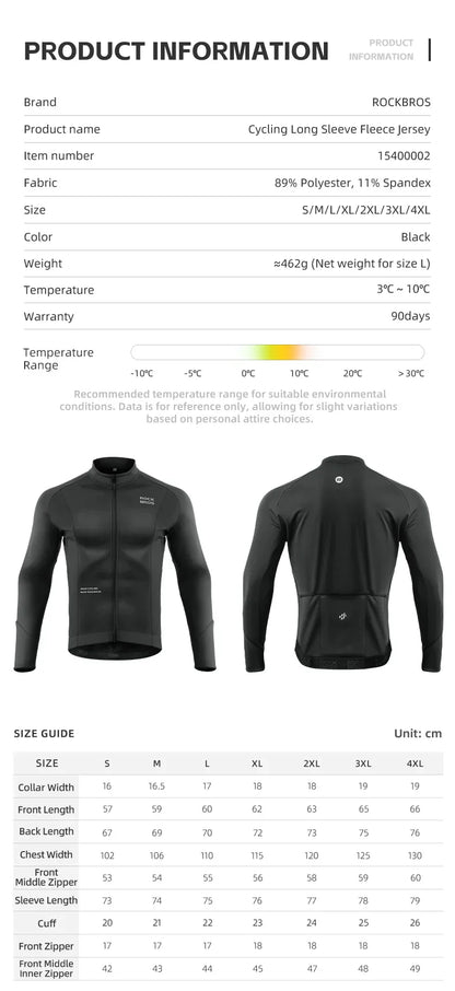 Bicycle Jersey Fall/Winter Fleece Cycling Clothing Thermal Long Sleeve Cycling Clothing Warmer Windproof Sportswear