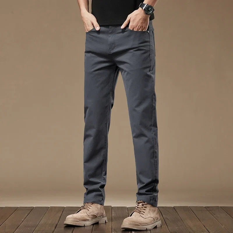 2024 New Autumn Men's Business Casual Trousers Work Pants Male Formal Dress Pants Straight Men's Clothes Black Gray Apricot