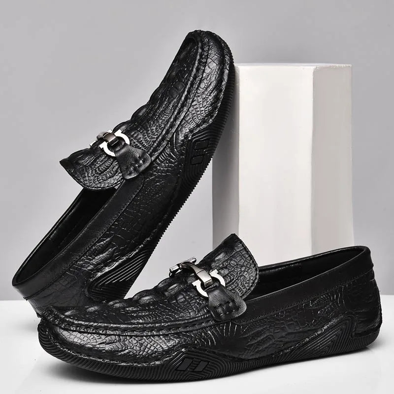 Blue Slip On Loafers Genuine Leather Casual Shoes Men Luxury Brand Designer Men's Moccasins Mocassin Homme Sales Discount