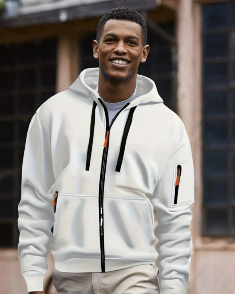 Casual top men's 2024 autumn and winter sportswear solid color men's top - fashionable sports solid color hoodie