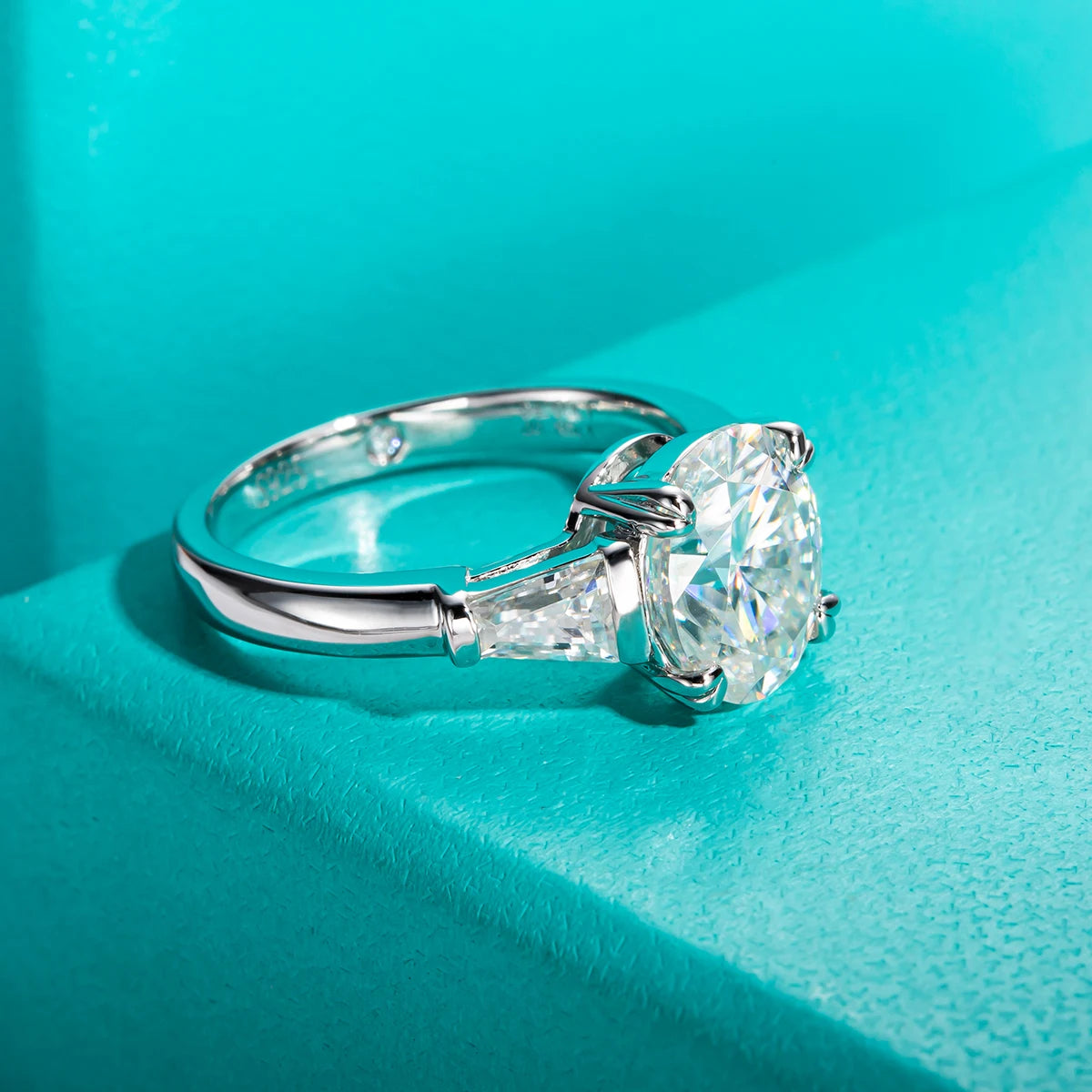 3.8cttw Oval Cut D Color Moissanite Diamond Engagement  925 Sterling Silver Rings For Women  Jewelry Wholesale