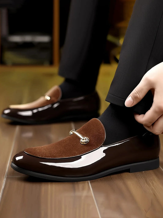 Premium Emerald Green Velvet Loafers with Patent Leather Accents Formal Event Gentleman's Shoes