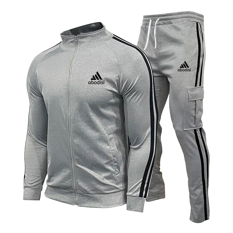 New Spring Fashion Casual Men Tracksuits Stripe Sportswear Men's Sets Jacket Casual Tracksuit Male Gyms Sweatshirt 2 Piece Set
