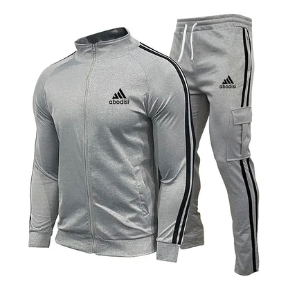 New Spring Fashion Casual Men Tracksuits Stripe Sportswear Men's Sets Jacket Casual Tracksuit Male Gyms Sweatshirt 2 Piece Set