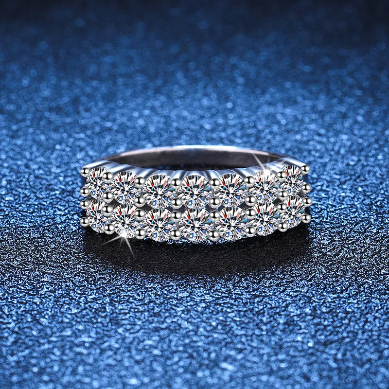 1.4CT 0.7CT 3mm Moissanite Ring for Women Half Enternity Diamond Band S925 Sterling Silver Plated White Gold Ring GRA