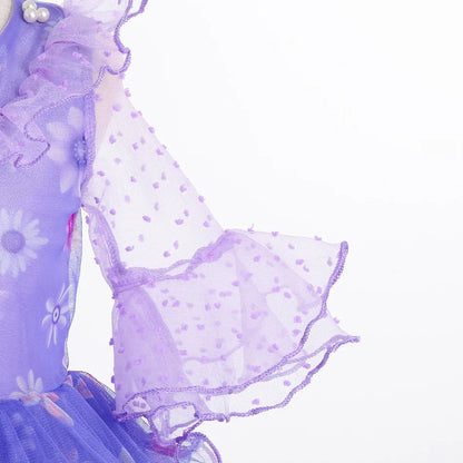 Encanto Isabela Costume Dress For Kids Girl Flare Sleeve Princess Dress Fiower Gown Halloween Christmas Birthday Party Outfits
