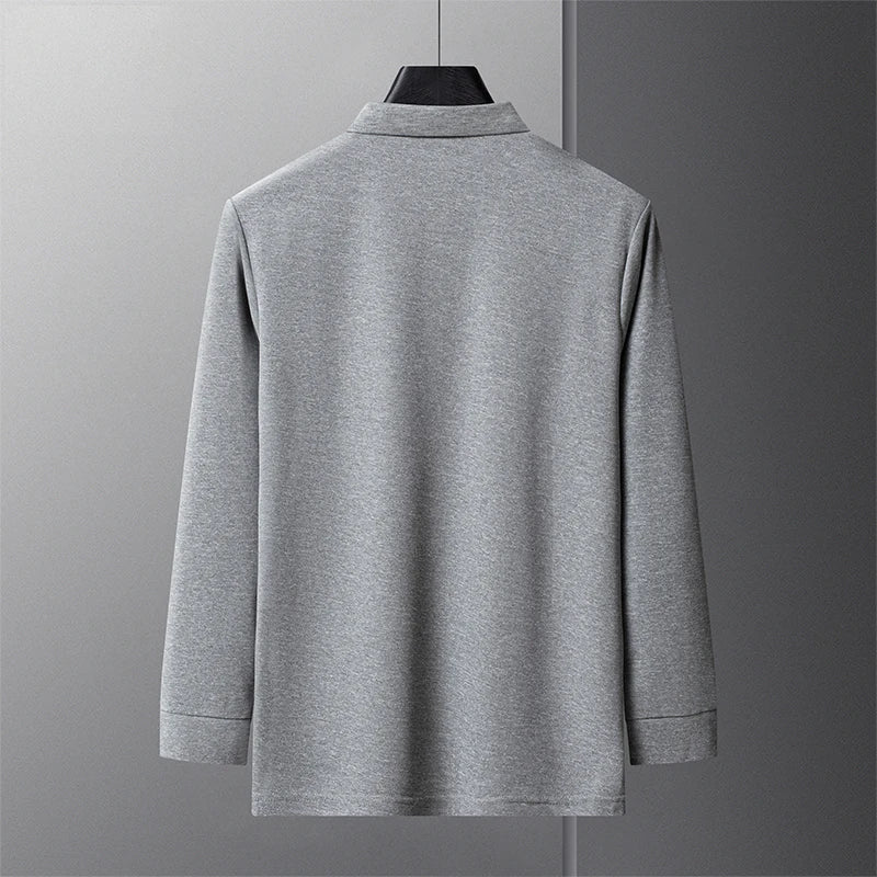 New Best-selling Spring and Autumn Men's Trendy Fashion Lapel Embroidered Long Sleeved Top Polo Shirt Sweatshirt T-shirt