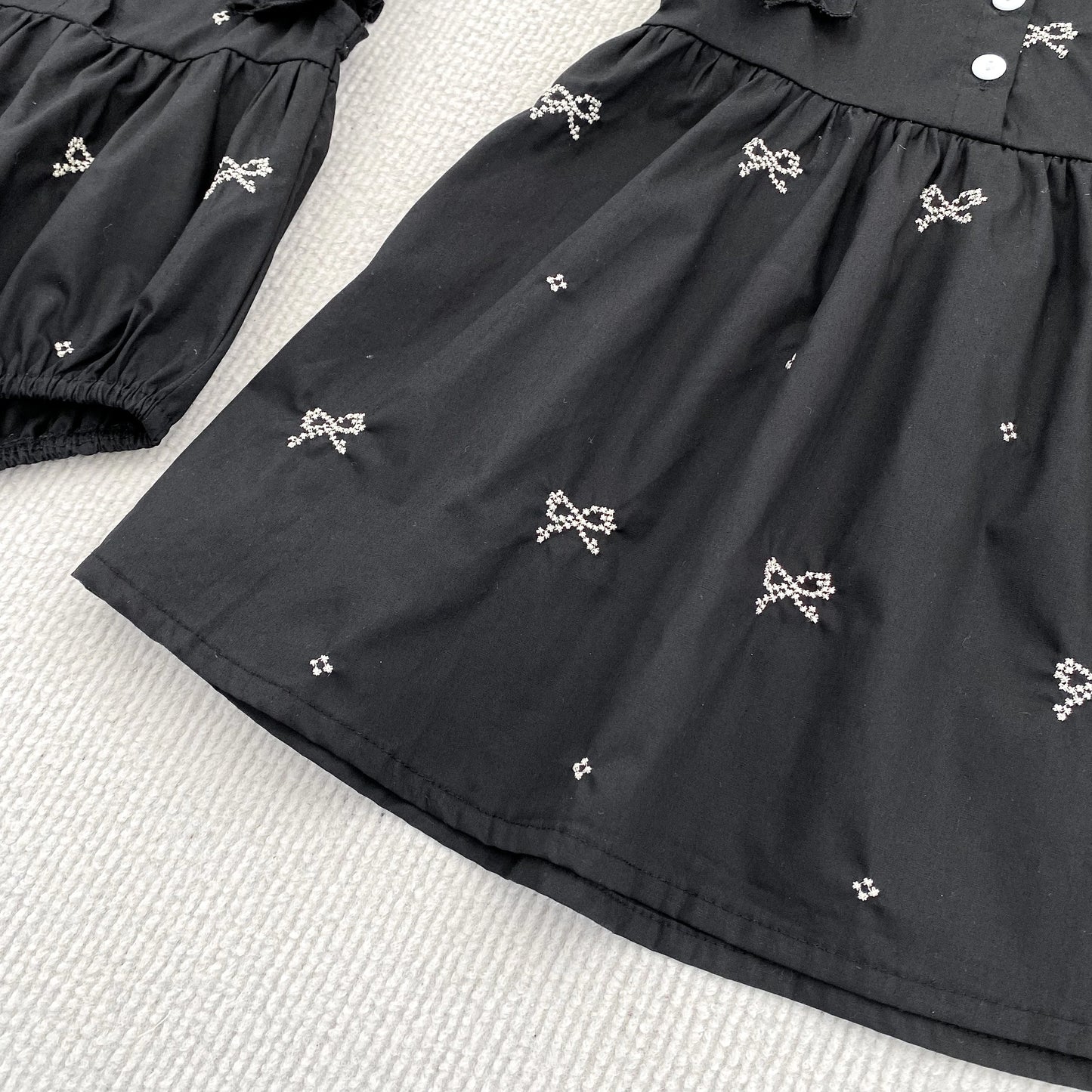 Summer Girls Dress Children's Clothing Bow Embroidered Flower Collar Girl's Dress Cartoon Printed Flying Sleeves Princess Dress