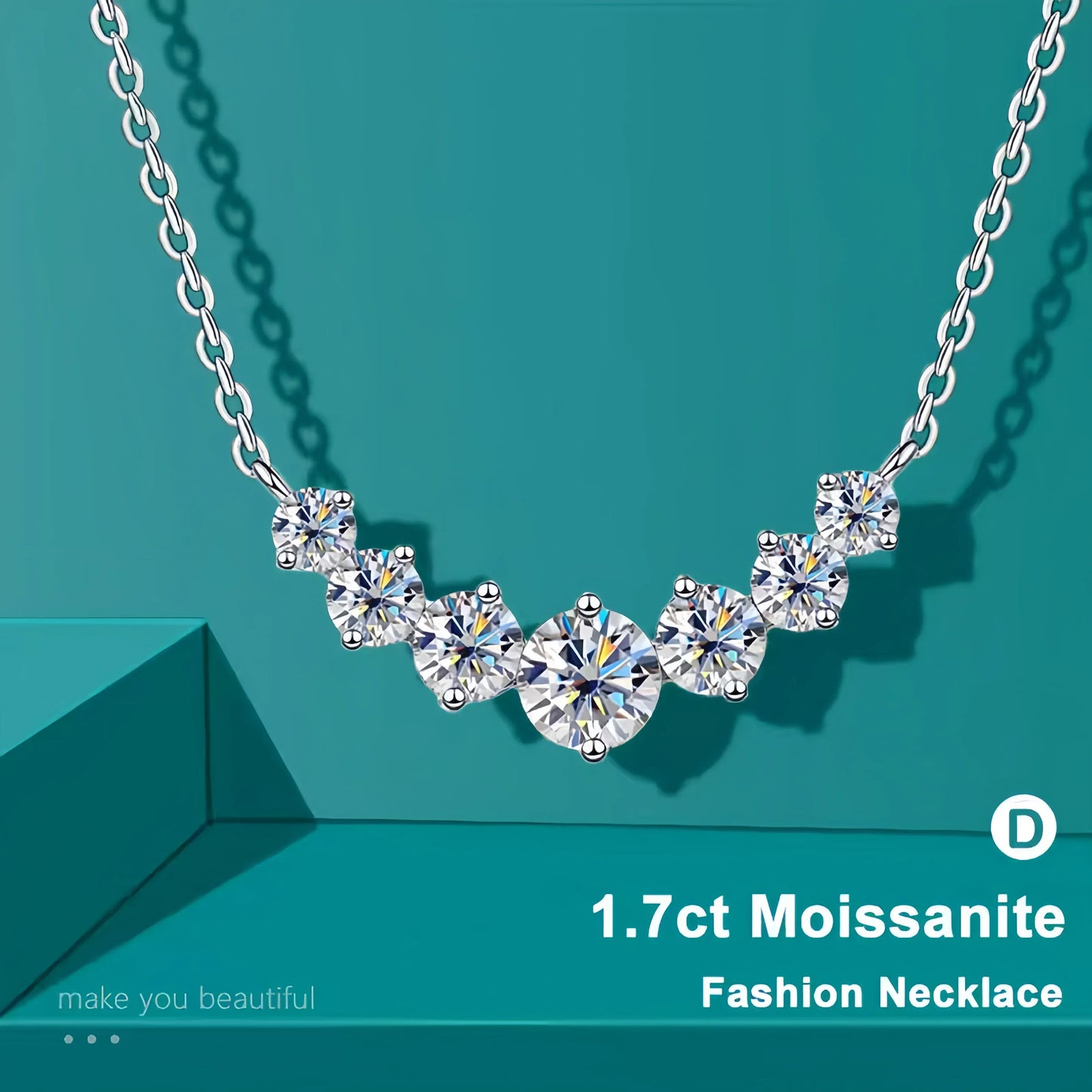 Moissanite Necklace for Women Wedding Fine Jewelry with Certificates 925 Sterling Silver Plated 18K White Gold Necklace