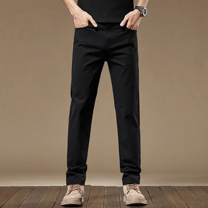 2024 New Autumn Men's Business Casual Trousers Work Pants Male Formal Dress Pants Straight Men's Clothes Black Gray Apricot