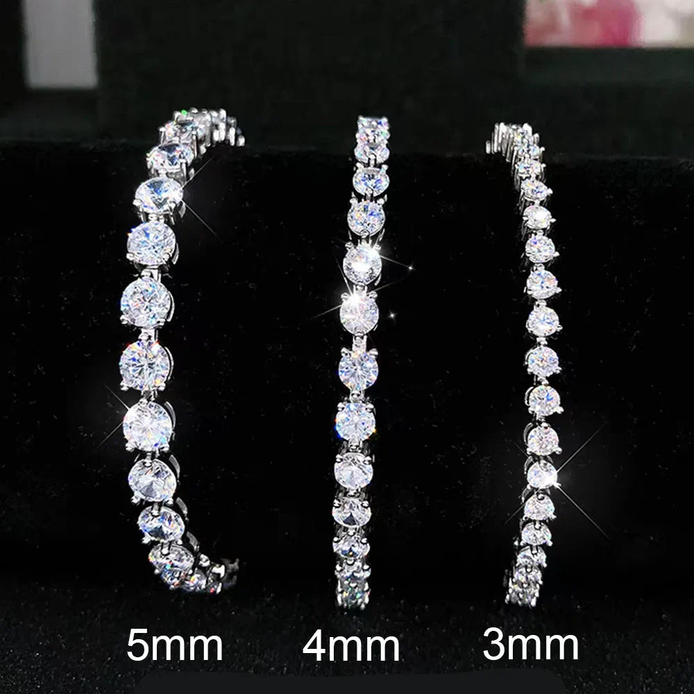 3/4/5MM Full Moissanite Bracelet For Women S925 Sterling Silver D VVS1 Lab Diamond Eternity Bracelet Party Jewelry Gift