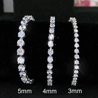 3/4/5MM Full Moissanite Bracelet For Women S925 Sterling Silver D VVS1 Lab Diamond Eternity Bracelet Party Jewelry Gift