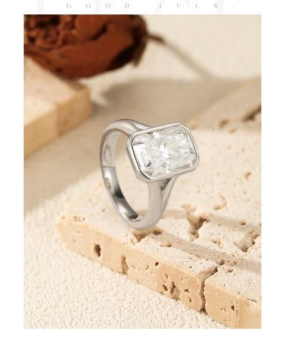 4.5CT D Color Moissanite Ring 925 Sterling Silver Rectangle Lab Diamond Wedding Statement Rings For Women Fine Jewelry