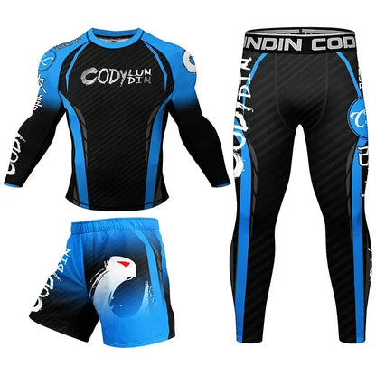 Rashguard MMA T-shirt+Pants Suit Men 4PCS/Set Jiu Jitsu Brazilian Grappling Bjj Boxing Rash Guard Sport Jerseys Fighting Shorts