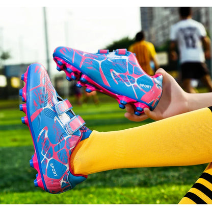 Kids Soccer Shoes HOOK&LOOP Football Sports Shoes Boy Outdoor Non-Slip Training Shoes Child Lightweight Children's Soccer Cleats