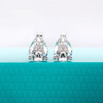 Classic Stud Earrings for Women 1cttw-6cttw Pear Moissanites 925 Sterling Silver D Color VVS1 Moissanite Earrings