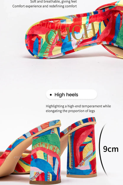 Woman shoes Thick Heel Sandals Square Open Toe Sliding Sandals students