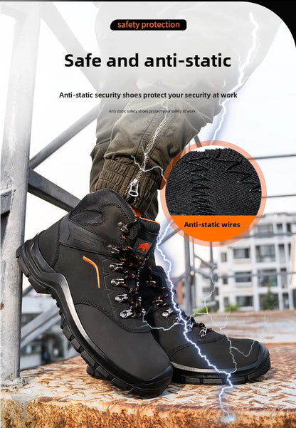 Men's Anti-Static Wear-Resistant Labor Protection Shoes Safety Smashing Protection Work Shoes for Factory Use