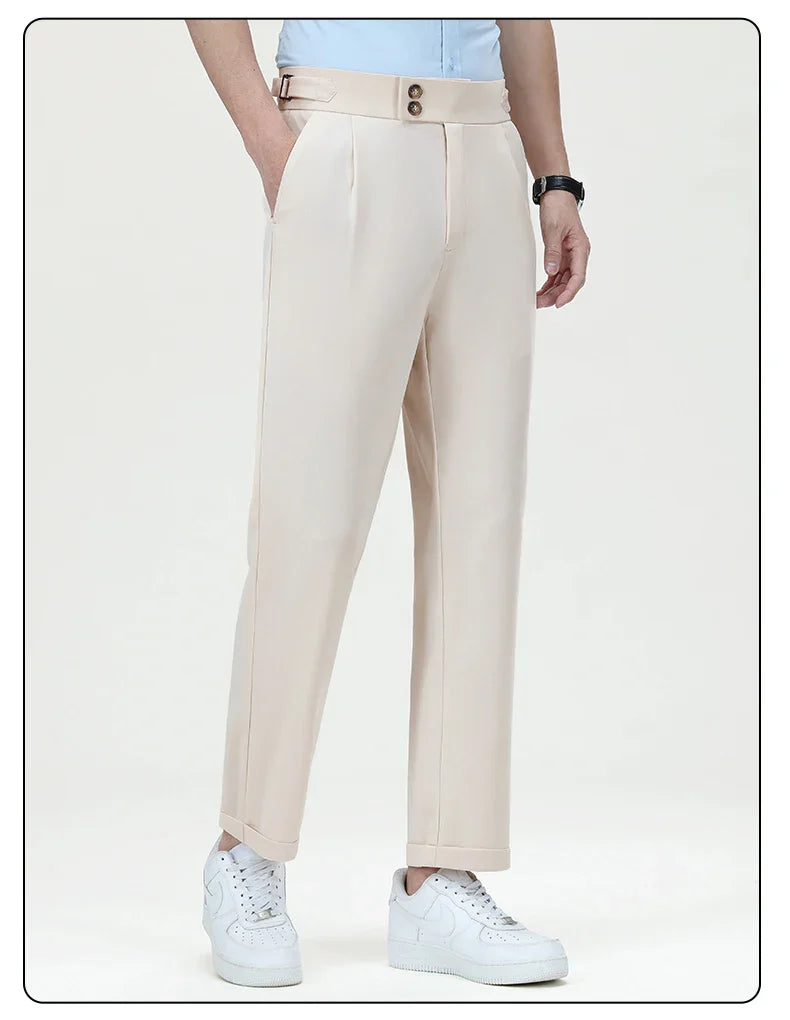 Mens Dress Pants Elastic Business Casual Pants Groom Wedding Party Formal Pants for Men Office Commute Pants