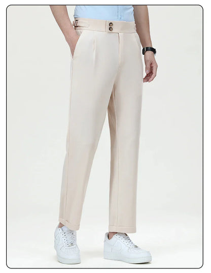 Mens Dress Pants Elastic Business Casual Pants Groom Wedding Party Formal Pants for Men Office Commute Pants