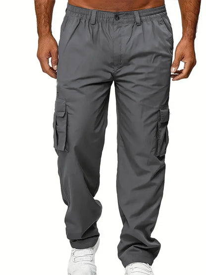 Men's Cargo Trousers Casual Multi-pocket Loose Straight Trousers Stretch-waist Spring Autumn Street Outdoor Sports Fitness Pants