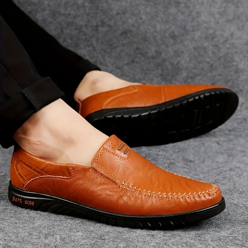 Men's Loafers Genuine Leather Flat Breathable Casual Shoes Handmade Slip on Driving Shoes Fashion Business Shoes